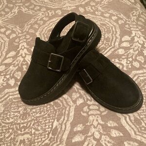 Doc Martin look alike style, Asos Black Mules with faux suede Material